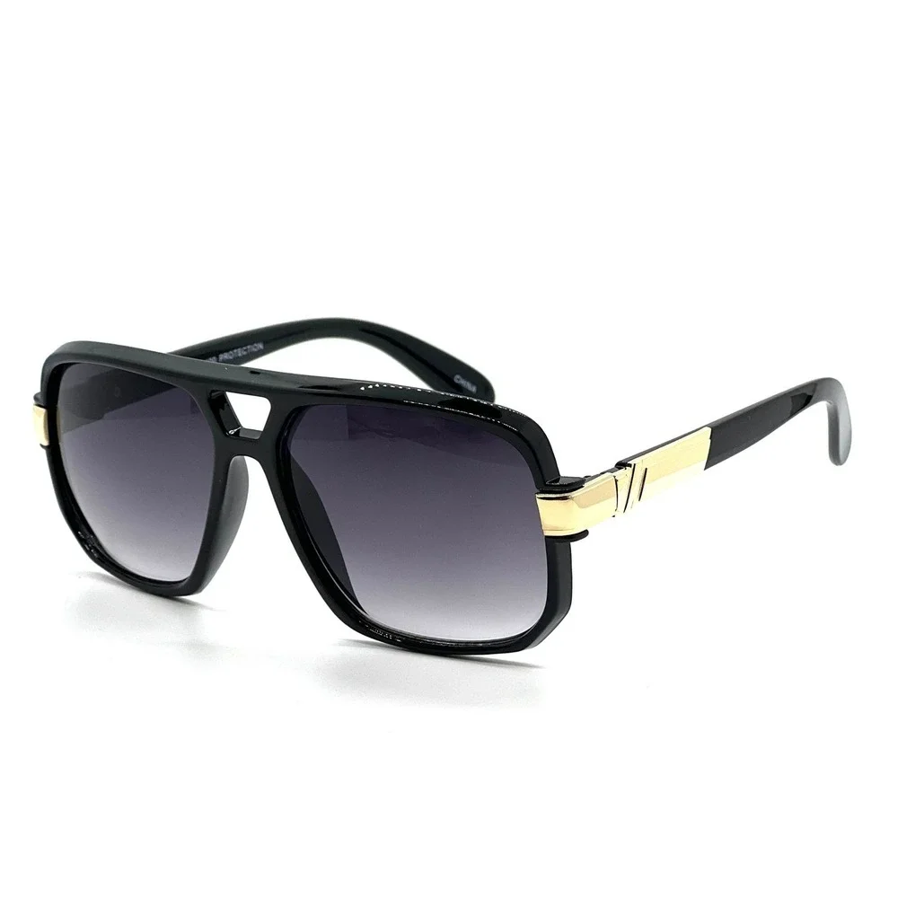 Trendy Men Sunglasses Square Black Lens Gold  Classic Retro Street Wear‎